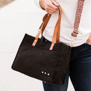 Dames Carrie Canvas Handbag Tote in Black
